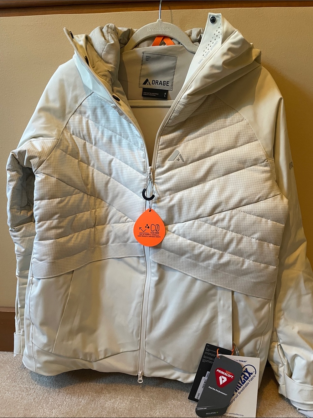 Orage Ladies Cream Hooded Puffer Jacket